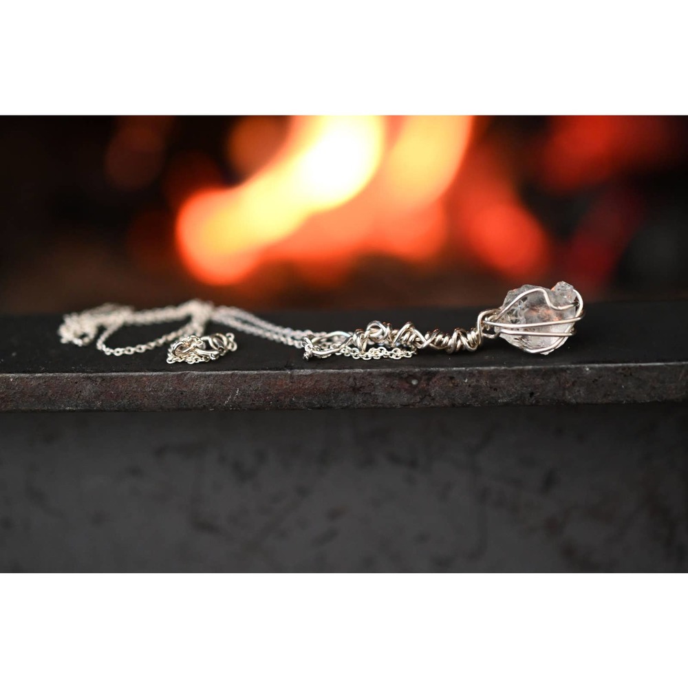 Dainty Sterling Silver Raw Gemstone Necklace, Rough Crystal Jewelry,